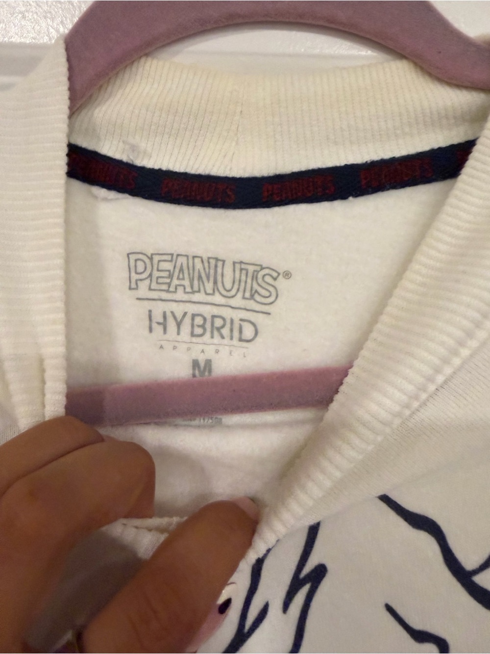 Peanuts White Crewneck Sweater with Navy Ski Graphic - Picture 6 of 6